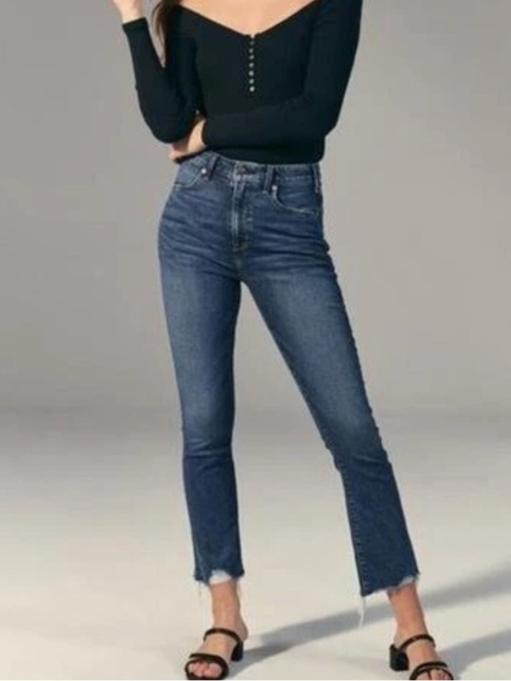 Abercrombie & Fitch Simone High Rise Ankle Flare Jeans Size 24 90s Y2K Casual